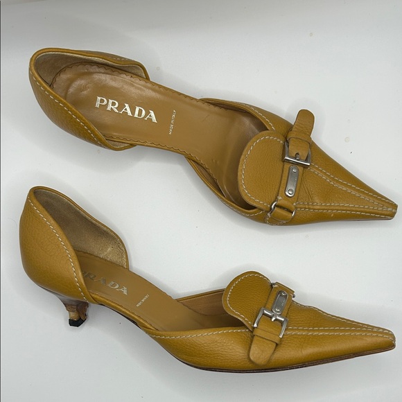 Prada Women's Light Brown D'Orsay Heels size 6.5 - Picture 1 of 14